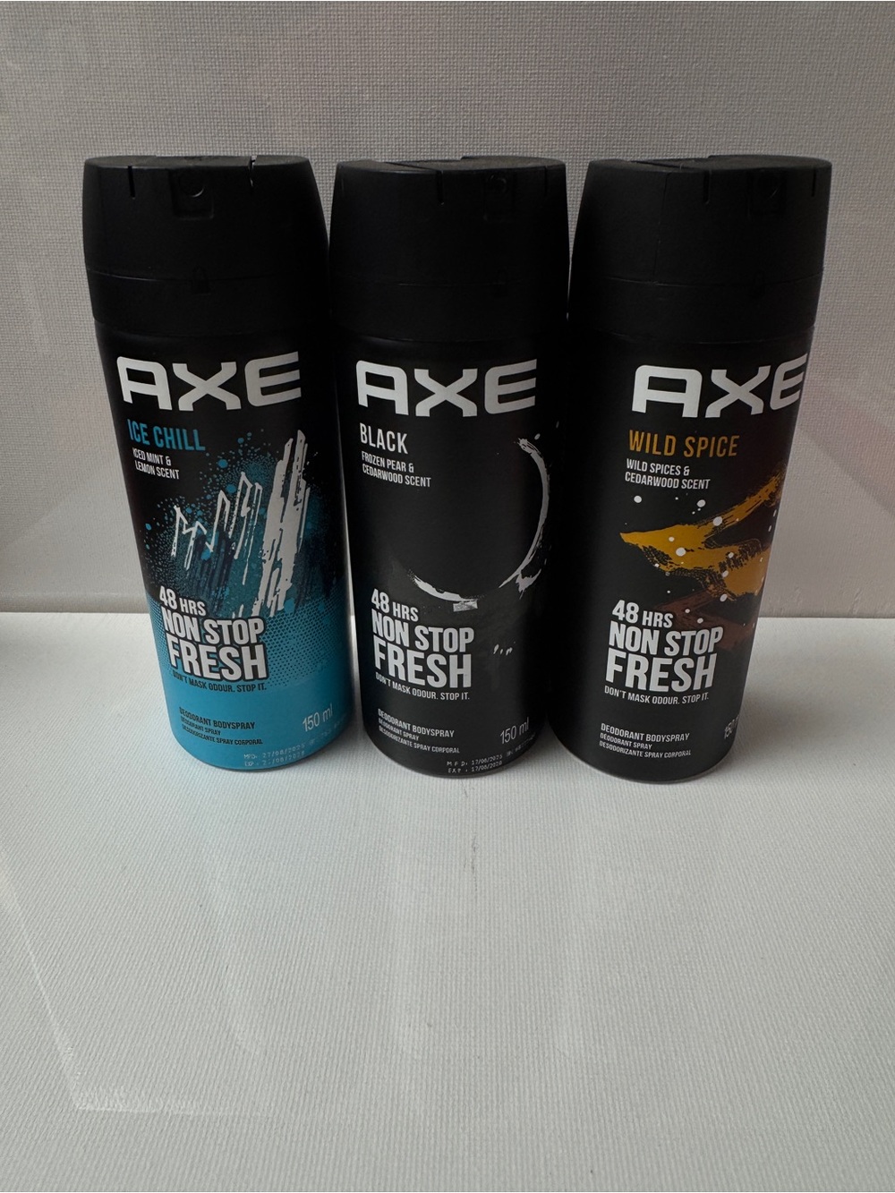 AXE Non Stop Fresh Deodorant Spray - Black, Ice Chill & Wild Spice - Pack of 3